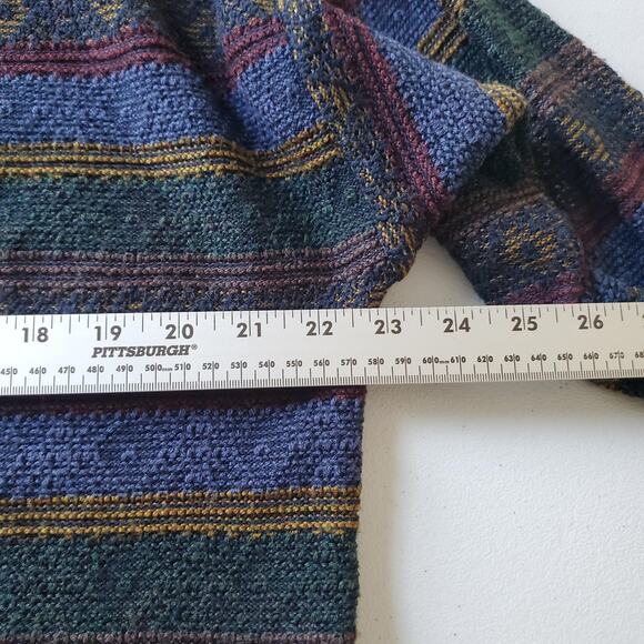 Jantzen Classics Sweater Mens Large Multi Color Stripe 3D Knit Acrylic Crewneck - Picture 5 of 6